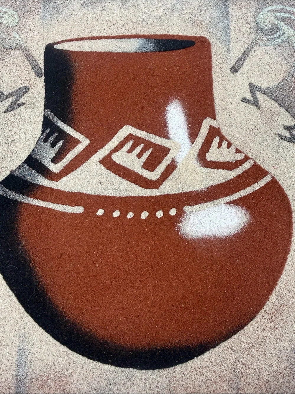 Herman Tyler Jr Authentic Navajo Sandpainting Framed Pottery Kokopelli 14X14 EUC